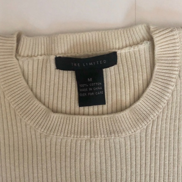 Limited Cotton Ribbed Crew Neck Sweater, small, cream,black, taupe - Picture 4 of 7